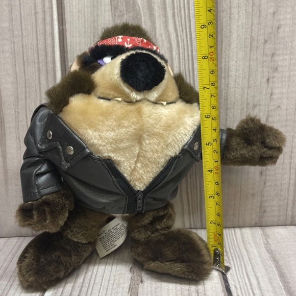 Looney Tunes ‘03 Rude Taz 11” Plush Fart Burp + Tasmanian Devil in Biker Jacket - Picture 7 of 11